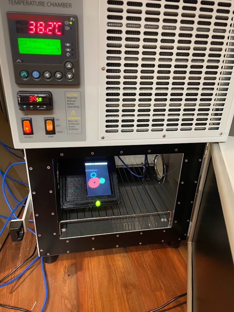 Device under test inside a temperature chamber